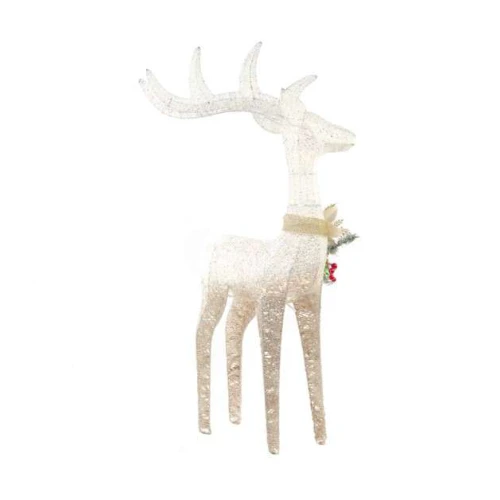 Enfeite de Natal Rena Decorativa com Led Branco 90cm Cromus Enfeite de Natal Rena Decorativa com Led Branco 90cm Cromus