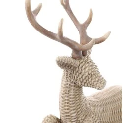 Enfeite Decorativo de Natal  Rena em Pé Trançada Marrom 34cm