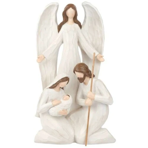Enfeite de Natal Sagrada Família com Anjo Cromus 40,3cm