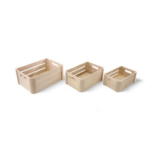 Enfeite de Páscoa Caixote de Madeira Cru com 3 unidades  Cromus