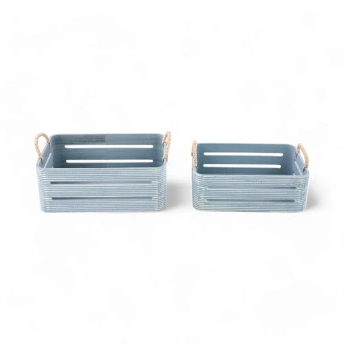 Enfeite de Páscoa Caixote de Madeira Azul com 2 unidades  Cromus