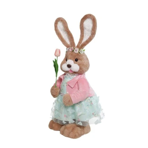 Enfeite de Páscoa Coelho Pelúcia de Vestido 46cm  Cromus