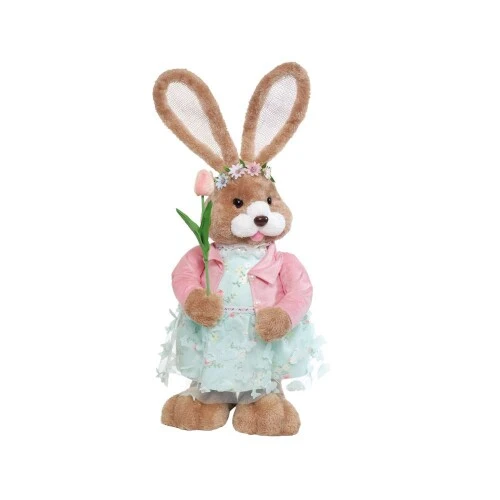 Enfeite de Páscoa Coelho Pelúcia de Vestido 46cm  Cromus