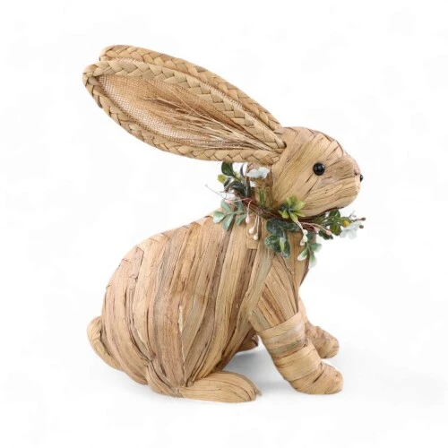 Enfeite de Páscoa Coelho de Palha Sentado 33m  Cromus