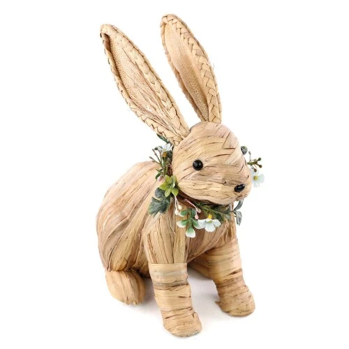 Enfeite de Páscoa Coelho de Palha Sentado 33m  Cromus