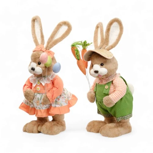 Enfeite de Páscoa Coelhos em Pé Cenoura 62cm  Cromus