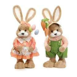 Enfeite de Páscoa Coelhos em Pé Cenoura 62cm  Cromus