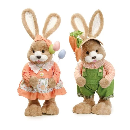 Enfeite de Páscoa Coelhos em Pé Cenoura 62cm  Cromus