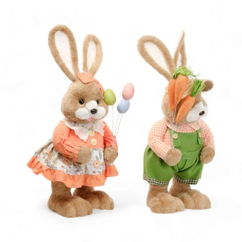 Enfeite de Páscoa Coelhos em Pé Cenoura 62cm  Cromus