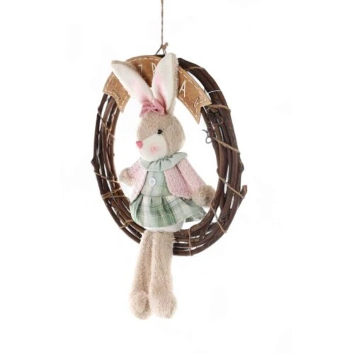Enfeite de Páscoa Guirlanda com Coelhos 45cm  Cromus