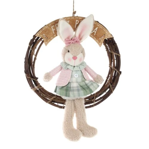 Enfeite de Páscoa Guirlanda com Coelhos 45cm  Cromus