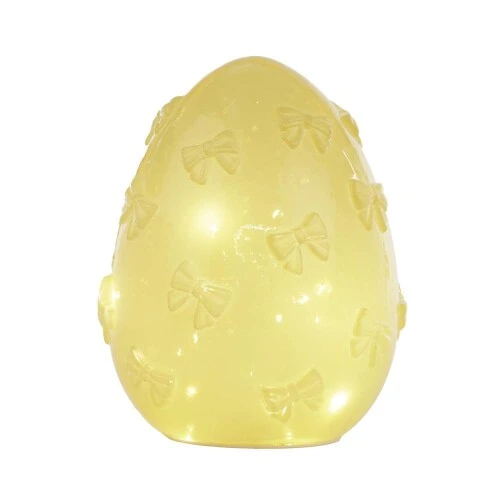 Enfeite de Páscoa Ovo de Vidro com Led Amarelo 25cm  Cromus