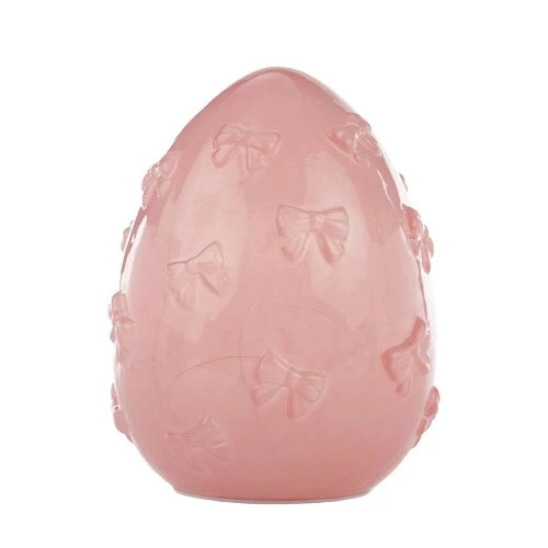 Enfeite de Páscoa Ovo de Vidro com Led Rosa 25cm  Cromus