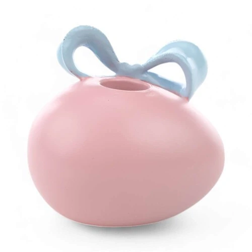 Enfeite de Páscoa Porta Vela Rosa com Laço 9cm  Cromus