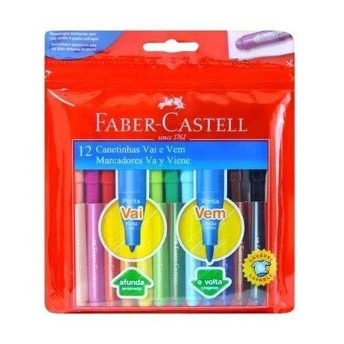 Estojo Vai e Vem 12 cores Hidrocor Faber Castell