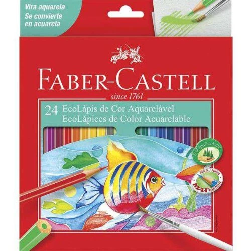 Estojo de Lápis de Cor 24 Cores Aquarelável Faber Castell
