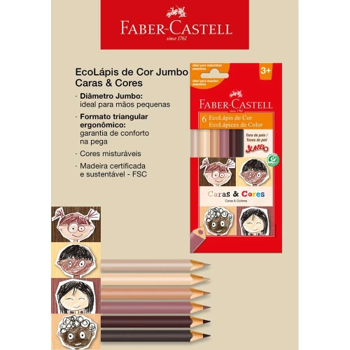 Estojo de Lápis de Cor Jumbo 6 Cores Faber Castell