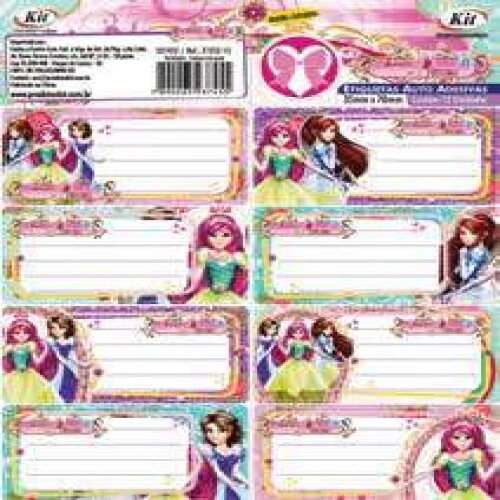 Etiqueta Escolar Princesas 12 unidades - Kit