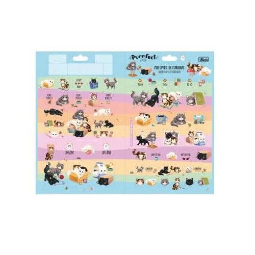 Etiqueta Escolar Purrfect Cats - Tilibra Etiqueta Escolar Purrfect Cats - Tilibra