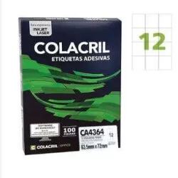 Etiqueta Laser CA4364 12 Etiquetas por Folha - Caixa com 100 Folhas