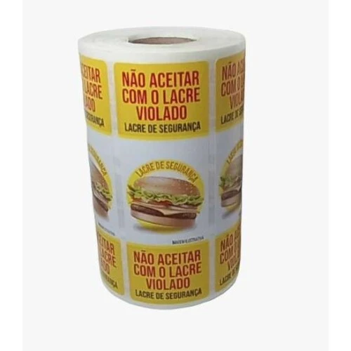 Etiqueta Papel Lacre Segurança Hamburguer 500 unidades - Pellin