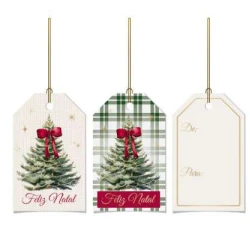 Etiqueta Papel Tag Pinheiros Natalinos - Cromus