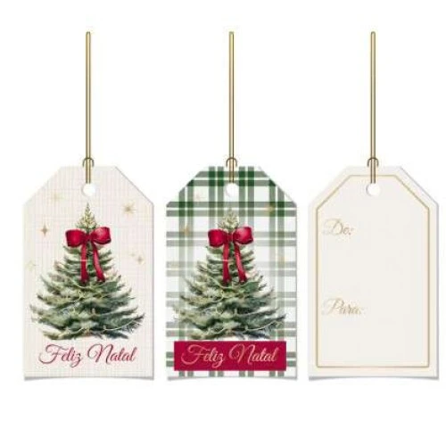 Etiqueta Papel Tag Pinheiros Natalinos - Cromus Etiqueta Papel Tag Pinheiros Natalinos - Cromus