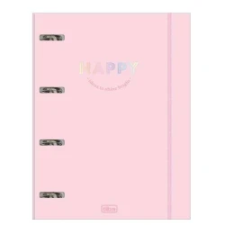 Fichário Happy Rosa 48 Folhas - Tilibra