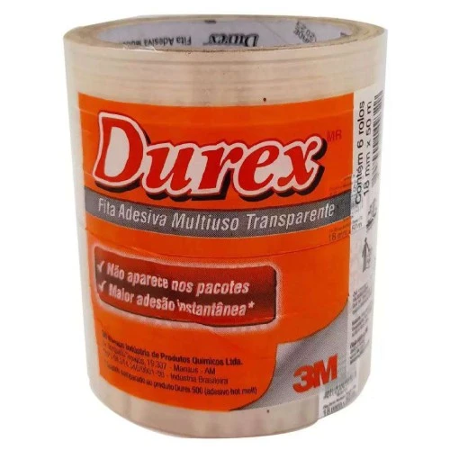 Fita Adesiva Durex 3M Transparente 18X50m