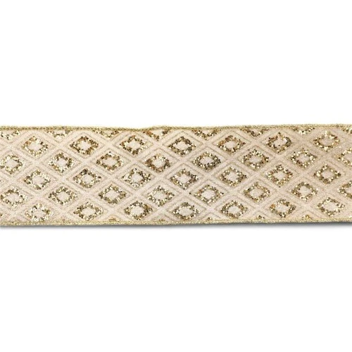 Fita Aramada Dourada de Veludo com Losango Dourado  Cromus | 6,3cm × 4,57m  1 Unidade
