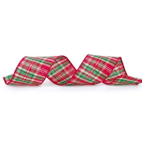 Fita para Presente Cromus Xadrez Natal 6,3cm x 9,14m  Ref. 1030899