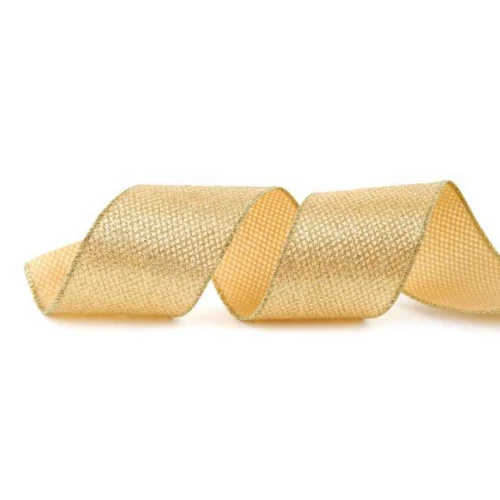Fita Aramada de Natal Dourado com Glitter 6,3 cm x 9,14 m  Cromus