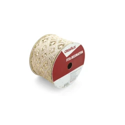 Fita Aramada Dourada de Veludo com Losango Dourado  Cromus | 6,3cm × 4,57m  1 Unidade