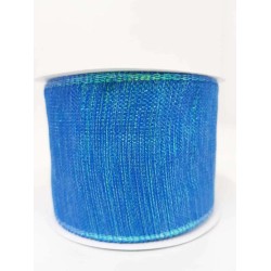 Fita Decorativa Aramada de Natal 6,0 cm Azul Neon - Firal