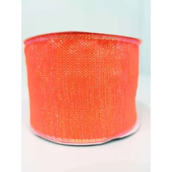 Fita Decorativa Aramada de Natal 6,0 cm Laranja Neon - Firal