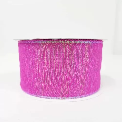 Fita Decorativa Aramada de Natal 6,0 cm Pink - Firal
