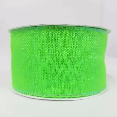 Fita Decorativa Aramada de Natal 6,0 cm Verde Neon - Firal