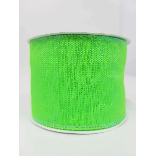 Fita Decorativa Aramada de Natal 6,0 cm Verde Neon - Firal