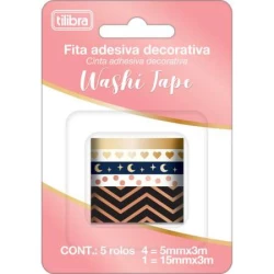 Fita Decorativa Escolar Washi Tape 5mm x 3m - Tilibra