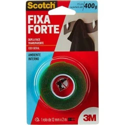 Fita Dupla Face 3M Fixa Forte Adesiva 12mm x 2m - 400g