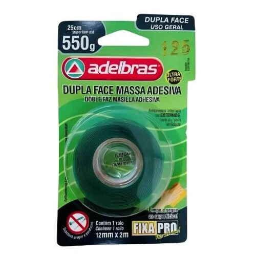 Fita Fixa Forte Dupla Face Adelbras Adesiva 122 - Suporta 550g