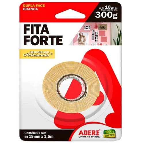 Fita Forte Dupla Face Espumada Adere Adesiva 19x1,5m 300g