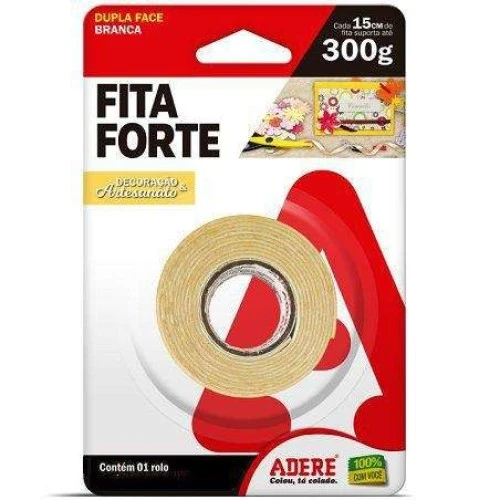 Fita Forte Dupla Face Espumada Adere Adesiva 24x1,5m 300g