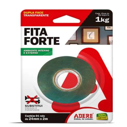 Fita Forte Dupla Face Fita Adere Transparente 24x2m - 1Kg