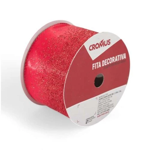 Fita Aramada Cromus Vermelha com Detalhes Dourados 6,3x9,14cm  Ref.1073579