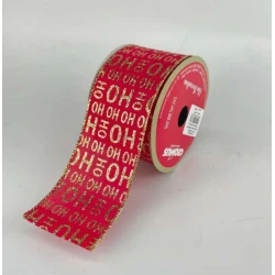 Fita de Natal HOHOHO Vermelha 6,3cm x 9,14 Metros - Cromus