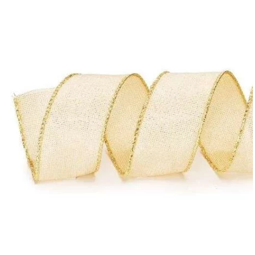 Fita de Natal Veludo Dourado 6,3cm x 91,4 Metros - Cromus