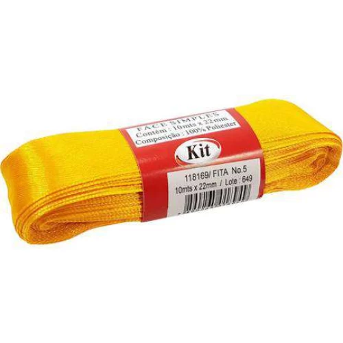 Fita para Presente Cetim Amarelo 22mmx10m - Kit