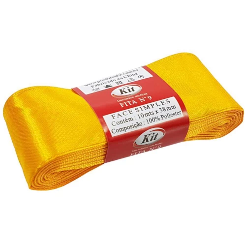 Fita para Presente Cetim Amarelo 38mmx10m - Kit