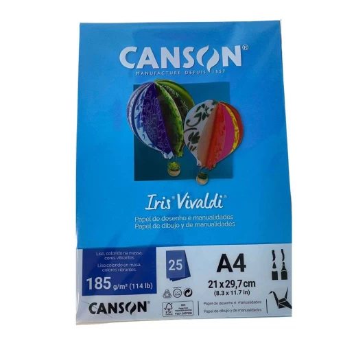 Folha de Papel Color Azul Royal 185g/m² com 25 unidades - Canson